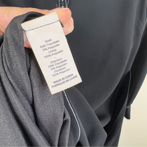 Cinq a Sept Gaby Tie Front Shirt Dress Womens 6 Black Mini Button Front - Picture 12 of 13